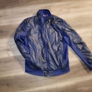 Puma mens blue plaid zip- front Track Jacket